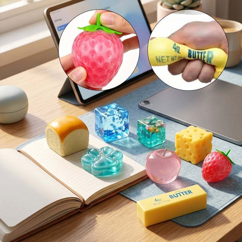 Squishy Fun Box - 8 Piece Sensory Stress Relief Fidget Toy Set